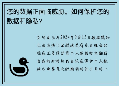 您的数据正面临威胁。如何保护您的数据和隐私？